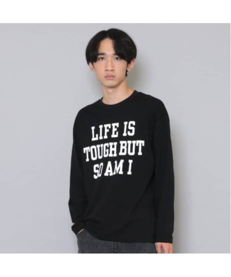 グラソス(GLAZOS)の【プチプラ】フロントメッセージロゴ長袖Tシャツ ブラック(219)