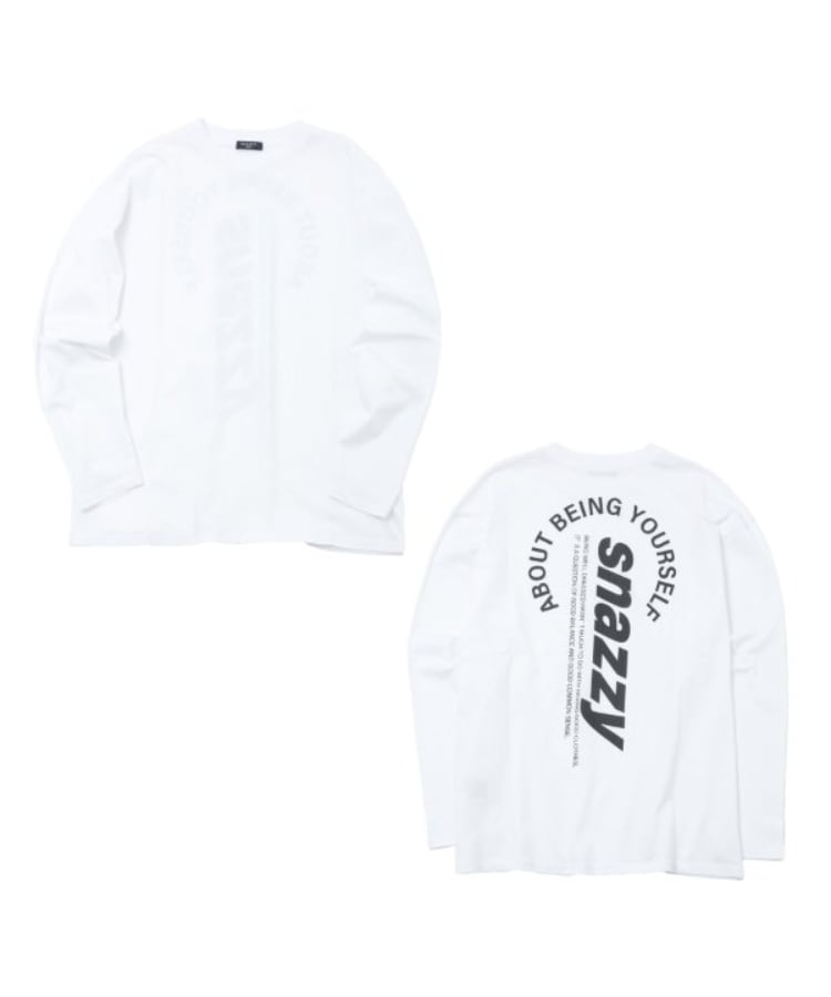 グラソス(GLAZOS)の【プチプラ】バック縦ロゴ長袖Tシャツ ホワイト(001)