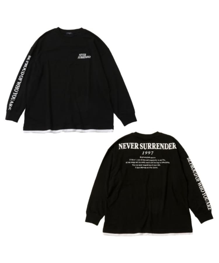 グラソス(GLAZOS)の【STREET】バック発泡プリント袖ロゴビッグ長袖Tシャツ ブラック(219)