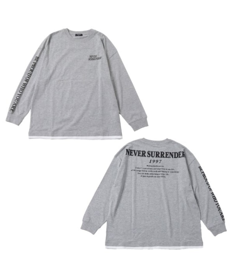 グラソス(GLAZOS)の【STREET】バック発泡プリント袖ロゴビッグ長袖Tシャツ グレー(112)