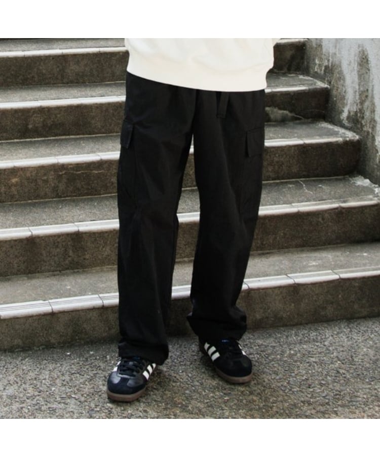 グラソス(GLAZOS)の【あったか】ナイロン起毛裏地付きカーゴパンツ ブラック(219)