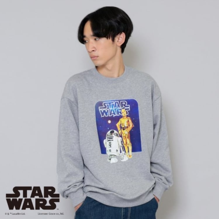 グラソス(GLAZOS)の【大人向けサイズあり】【STAR WARS】R2-D2 & C-3PO / フロントプリントトレーナー スウェット・トレーナー