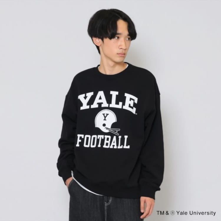 グラソス(GLAZOS)の【大人向けサイズあり】【YALE】フロントフットボールロゴプリントトレーナー スウェット・トレーナー