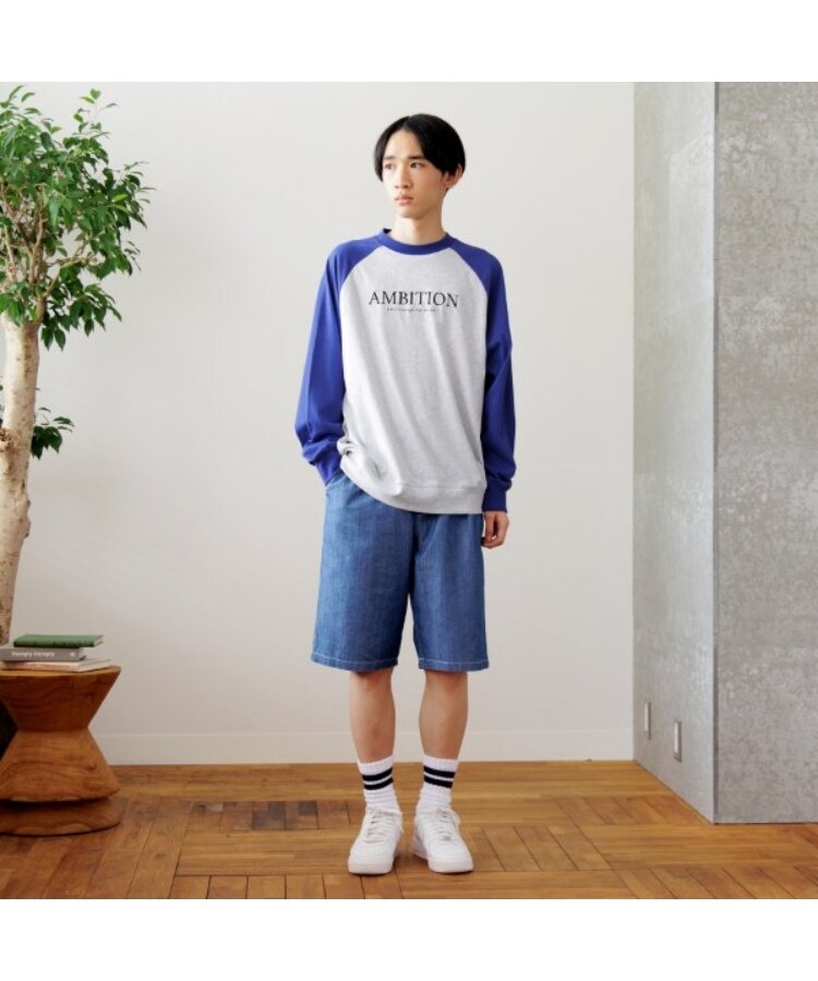グラソス(GLAZOS)のUSAコットン・スウェTフロント刺繍ラグランビッグ長袖Tシャツ1