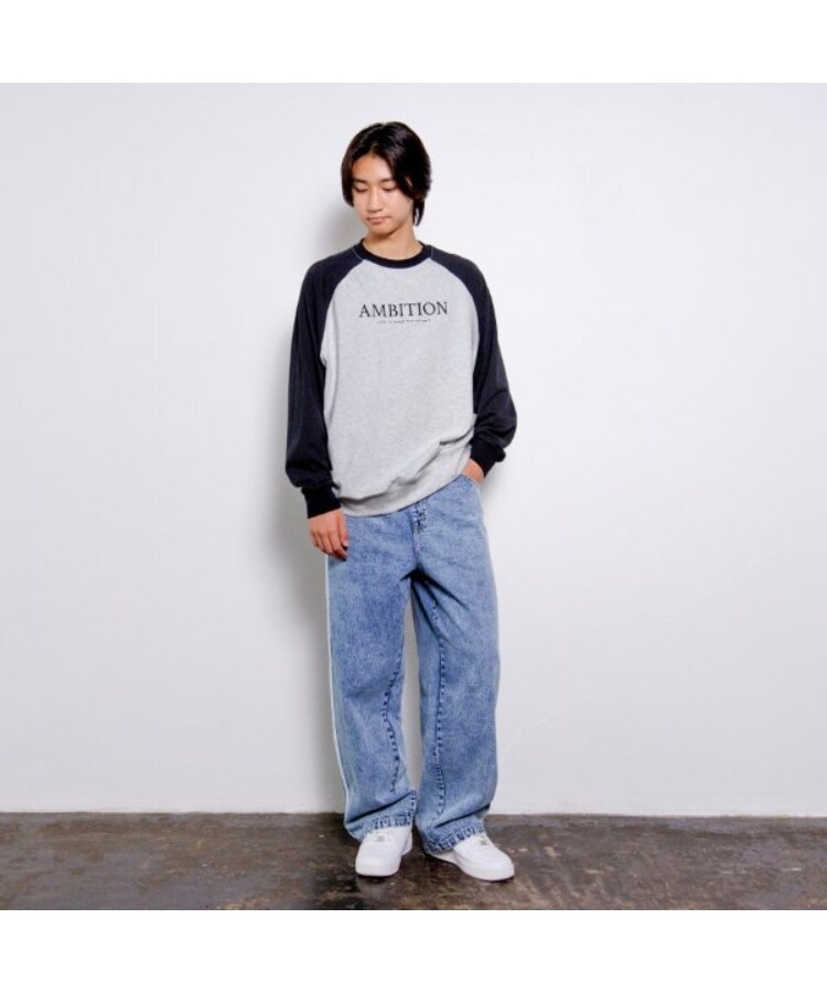 グラソス(GLAZOS)のUSAコットン・スウェTフロント刺繍ラグランビッグ長袖Tシャツ5