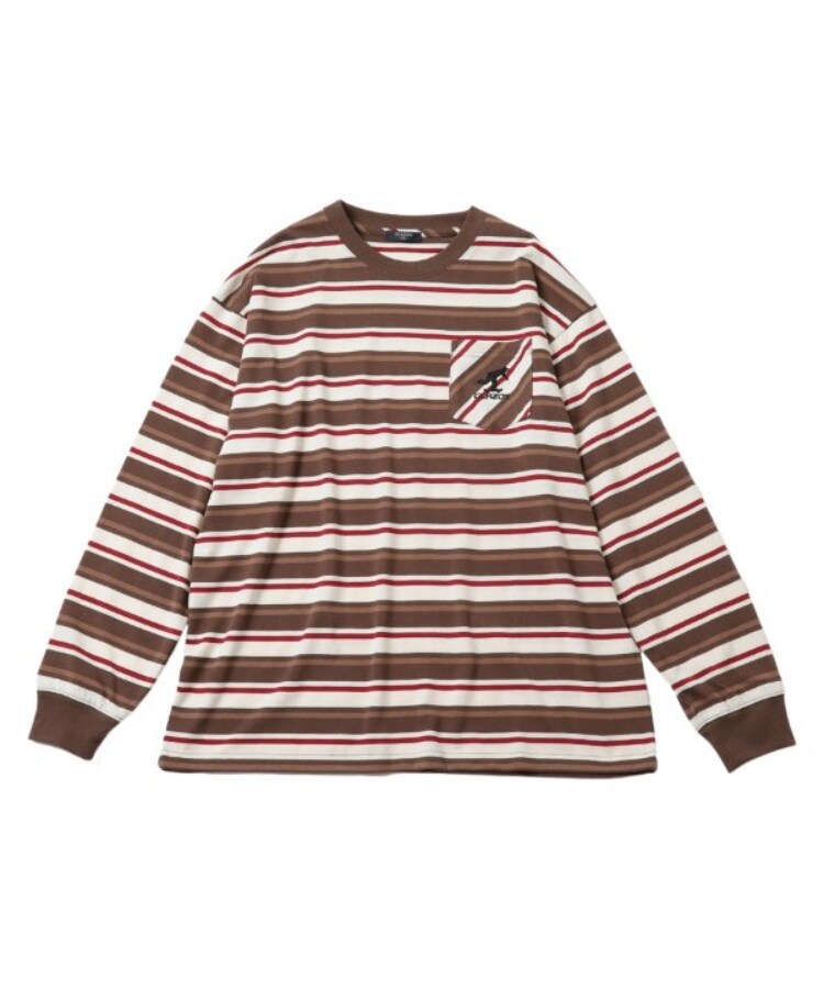 グラソス(GLAZOS)のボーダー・ワンポイント刺繍ポケット付きビッグ長袖Tシャツ5