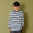 グラソス(GLAZOS)のボーダー・ワンポイント刺繍ポケット付きビッグ長袖Tシャツ パープル(081)