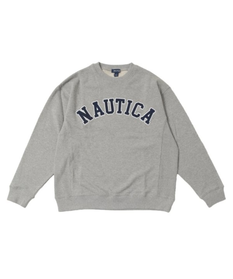 グラソス(GLAZOS)の【NAUTICA】フロントロゴアップリケトレーナー グレー(012)