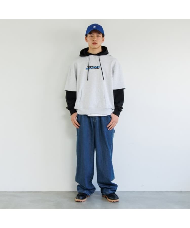 グラソス(GLAZOS)の【速乾・毛玉になりにくい】フロントロゴ袖レイヤードビッグパーカー2