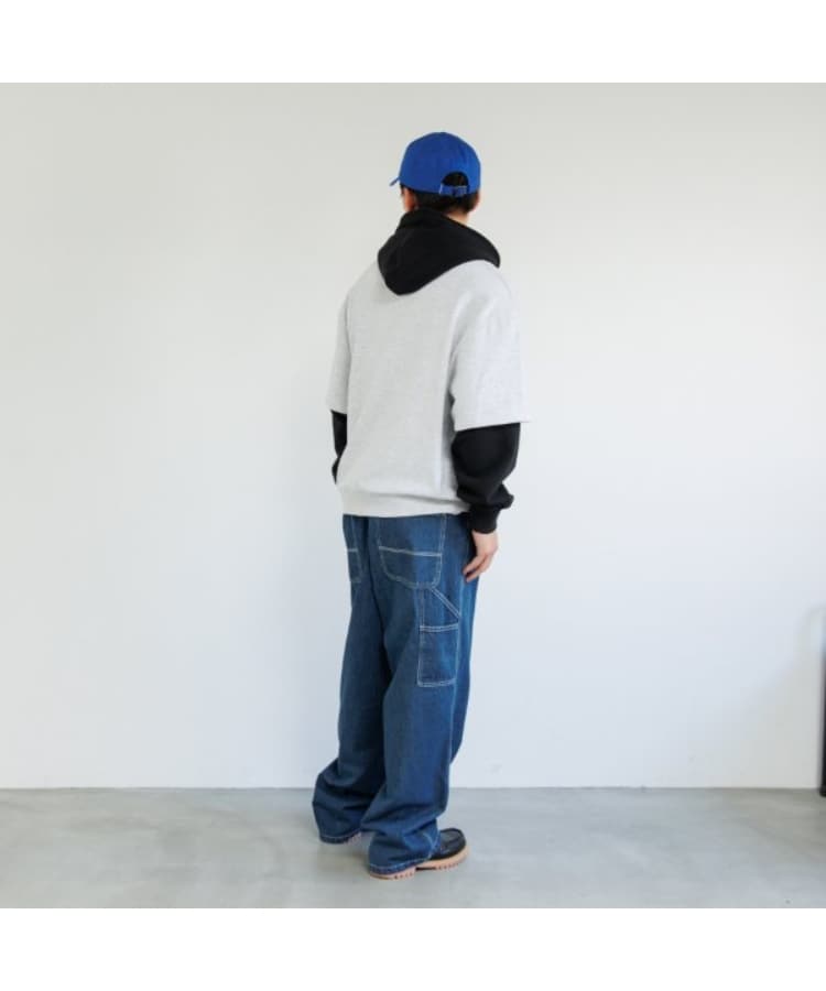 グラソス(GLAZOS)の【速乾・毛玉になりにくい】フロントロゴ袖レイヤードビッグパーカー3