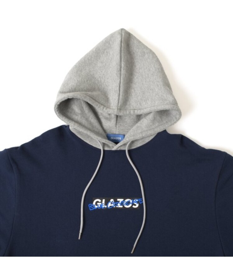 グラソス(GLAZOS)の【速乾・毛玉になりにくい】フロントロゴ袖レイヤードビッグパーカー4