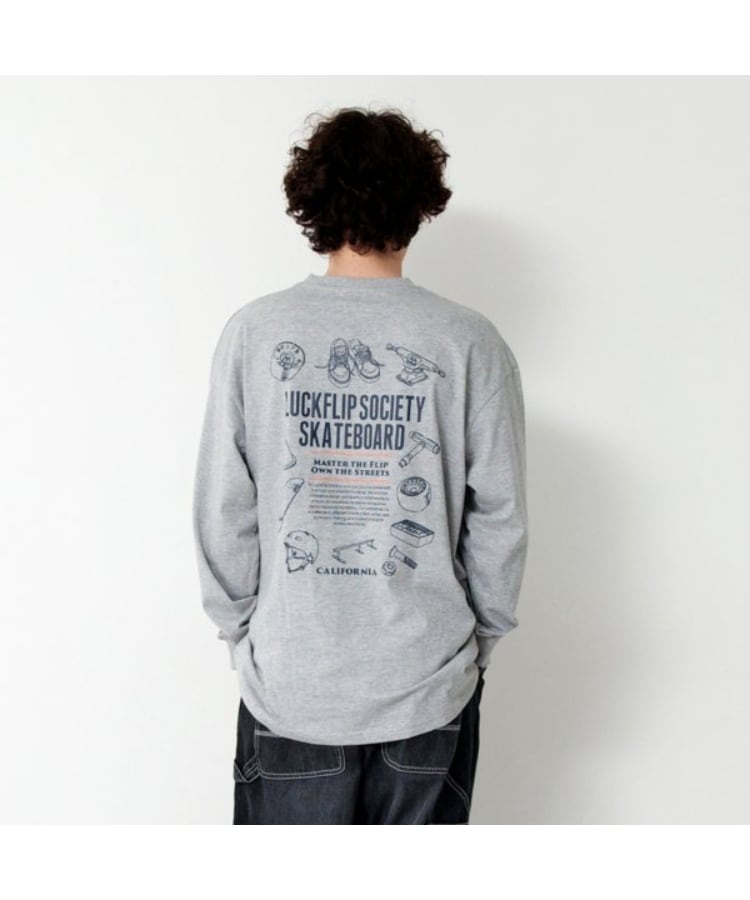 グラソス(GLAZOS)のスケボーツールプリントビッグ長袖Tシャツ グレー(112)