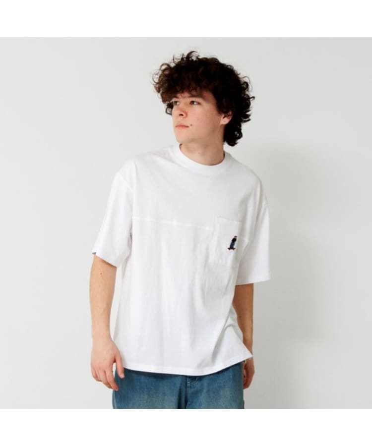 グラソス(GLAZOS)のポケット付きスケーター刺繍ビッグ半袖Tシャツ ホワイト(001)