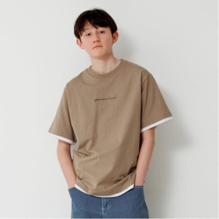グラソス(GLAZOS)のフロントロゴプリント裾レイヤード半袖Tシャツ Ｔシャツ