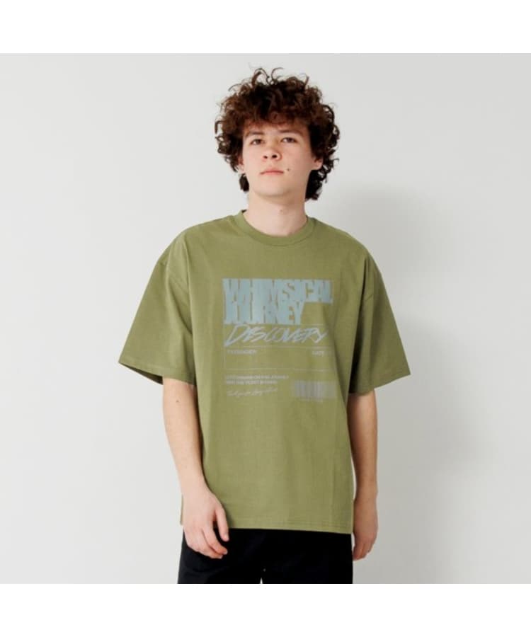 グラソス(GLAZOS)のフロントリフレクタープリントビッグ半袖Tシャツ カーキ(027)
