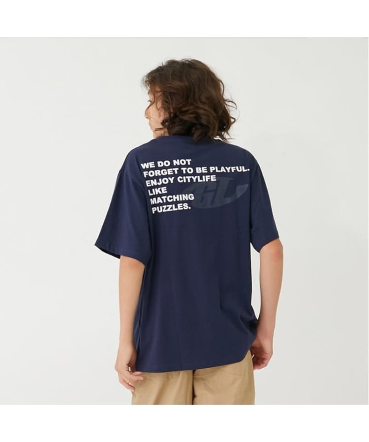 グラソス(GLAZOS)の【プチプラ】バックプリント半袖Tシャツ ネイビー(094)