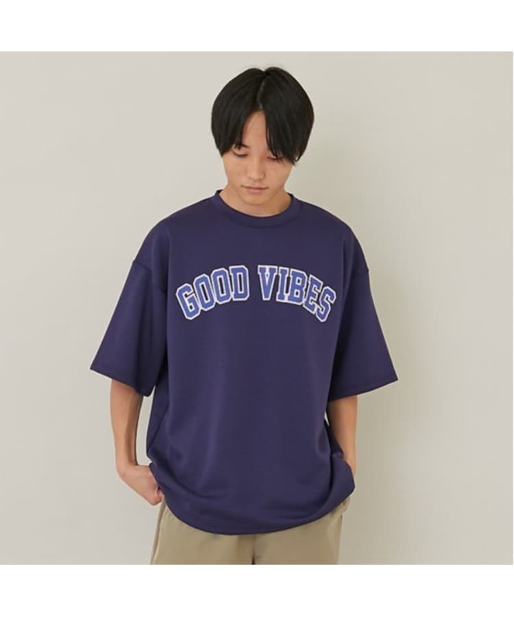 グラソス(GLAZOS)の【接触冷感】エアリークッション・アーチロゴ半袖Tシャツ ネイビー(094)