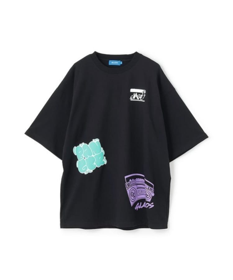 グラソス(GLAZOS)の【ヘビーウェイト天竺】ランダムプリントTシャツ ブラック(219)