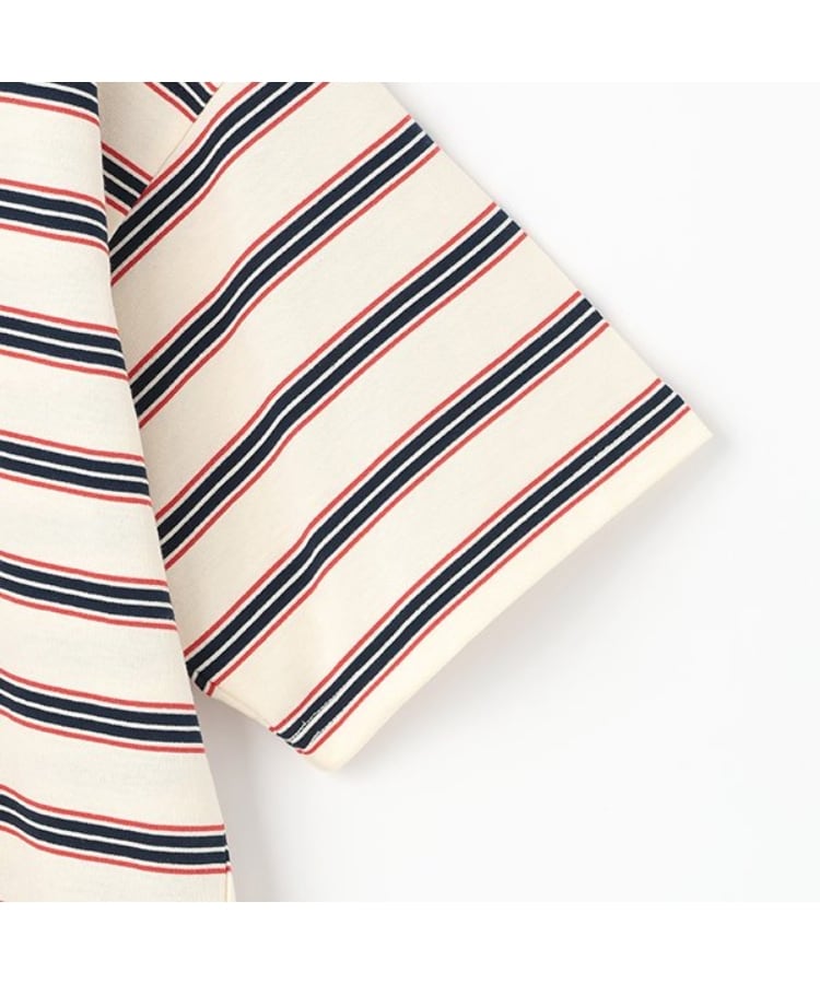 グラソス(GLAZOS)のボーダー・ワンポイント刺しゅうレイヤードビッグ半袖Tシャツ4