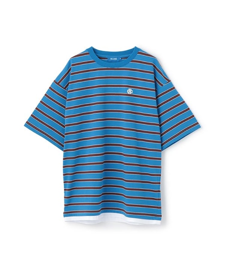 グラソス(GLAZOS)のボーダー・ワンポイント刺しゅうレイヤードビッグ半袖Tシャツ10