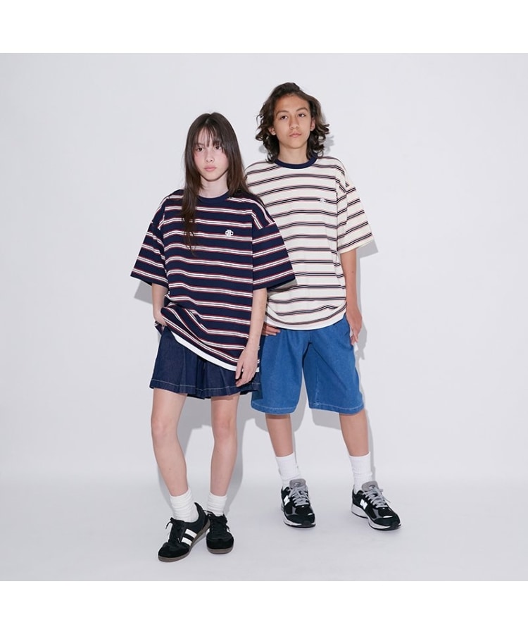 グラソス(GLAZOS)のボーダー・ワンポイント刺しゅうレイヤードビッグ半袖Tシャツ16