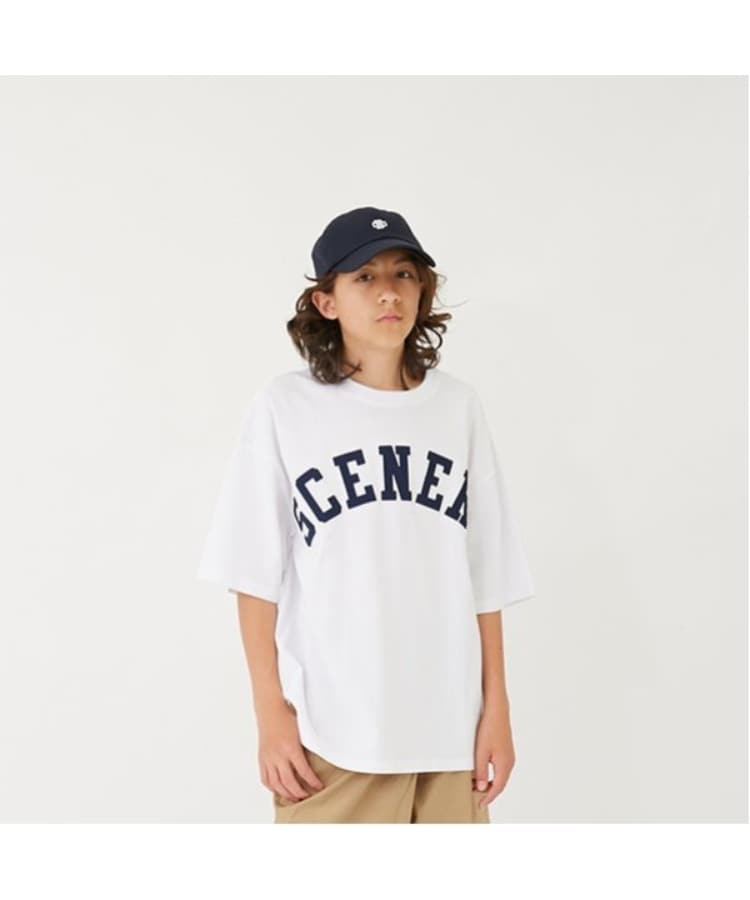 グラソス(GLAZOS)の【GLSW.】【接触冷感】ハイクールコットン・アーチロゴアップリケ刺しゅう半袖Tシャツ ホワイト(001)