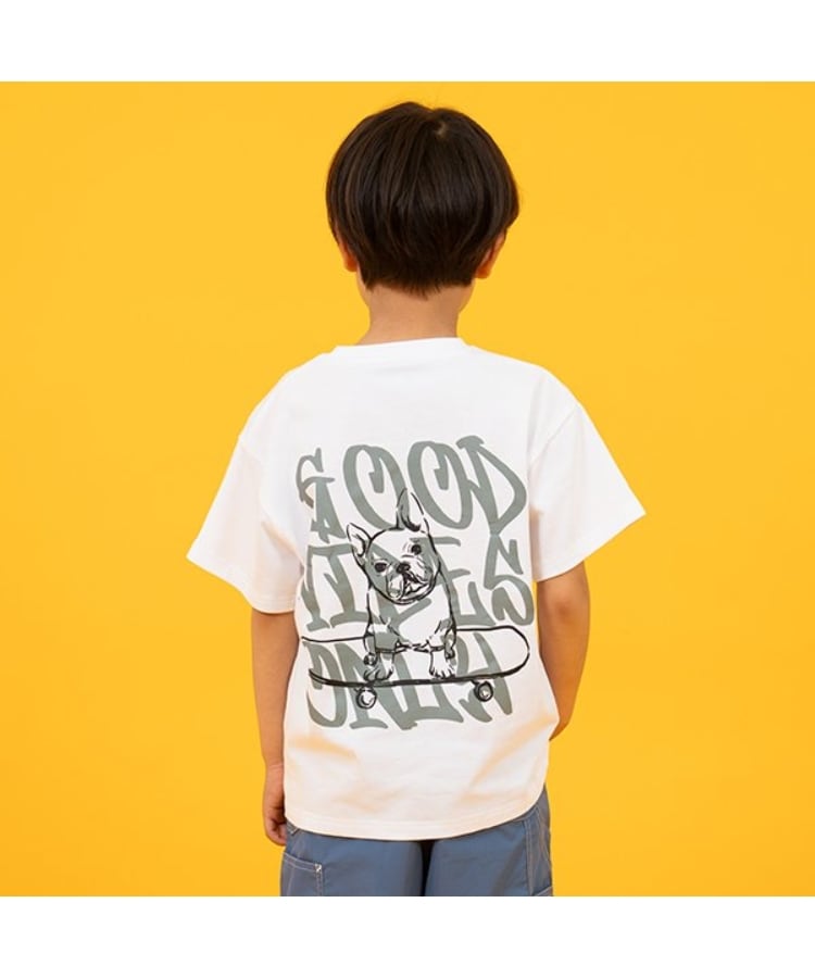 グラソス(GLAZOS)の【SKIT0LY】【接触冷感】ハイクールコットン・DOGプリント半袖Tシャツ ホワイト(001)