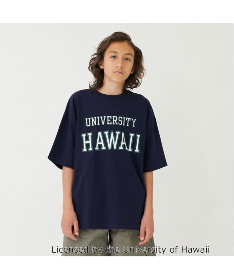 グラソス(GLAZOS)の【接触冷感】ハイクールコットン・ハワイ大学半袖Tシャツ ネイビー(094)