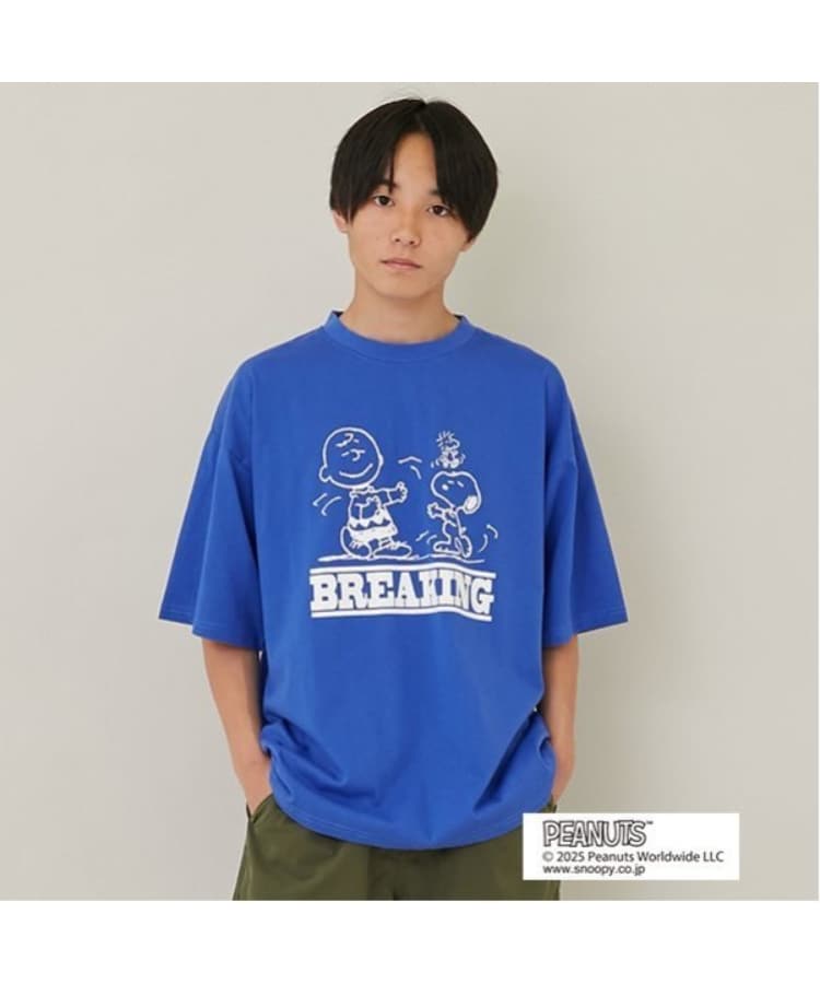 グラソス(GLAZOS)の【GLSW.】【PEANUTS】ピーナッツ ブレイキン フロントプリントTシャツ ブルー(091)