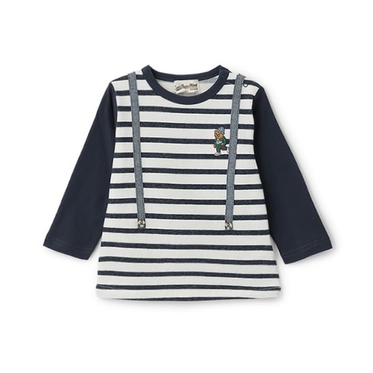ラブアンドピースアンドマネー(Love&Peace&Money)のベア刺しゅうサスペンダー長袖Tシャツ Ｔシャツ