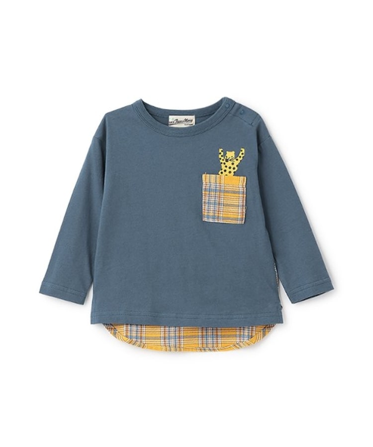 ラブアンドピースアンドマネー(Love&Peace&Money)のチェックポケット長袖Tシャツ ネイビー(094)