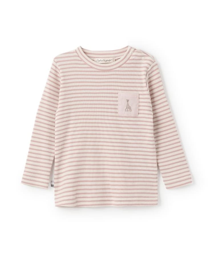 キリンのソフィー(Sophie la girafe)のテレコボーダー長袖Tシャツ ピンク(071)