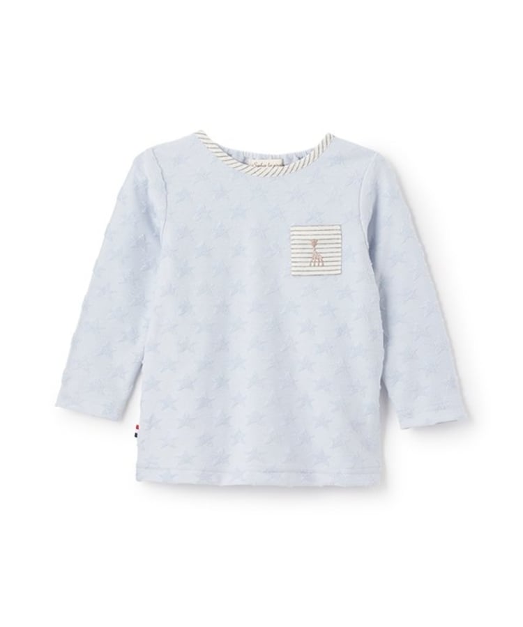 キリンのソフィー(Sophie la girafe)のスタージャカード長袖Tシャツ ブルー(091)