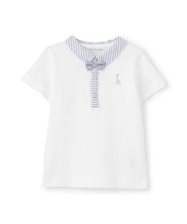 キリンのソフィー(Sophie la girafe)の蝶ネクタイ半袖Tシャツ オフホワイト(003)