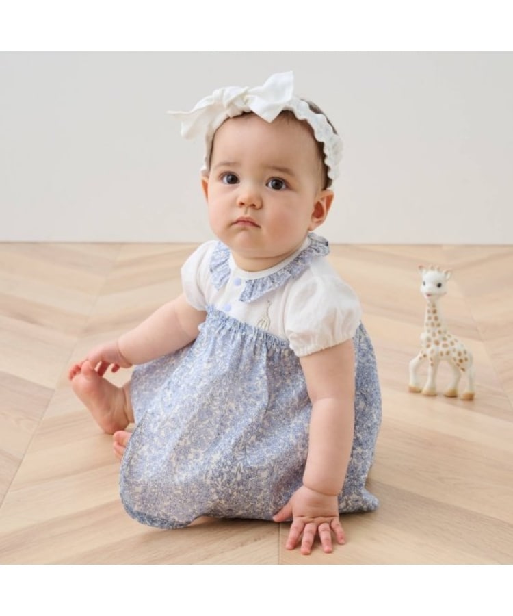 キリンのソフィー(Sophie la girafe)の小花柄ショートオール ブルー(091)