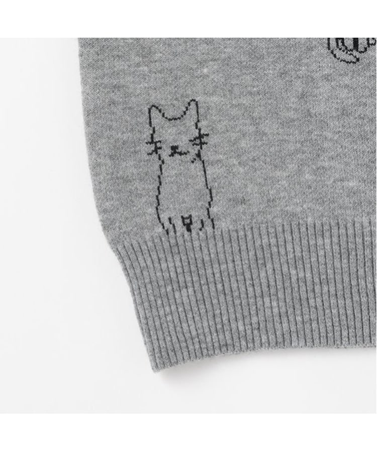 ポンポネット アミ(POM PONETTE AMI)の【AMI】猫総柄ジャカード衿付きニット5