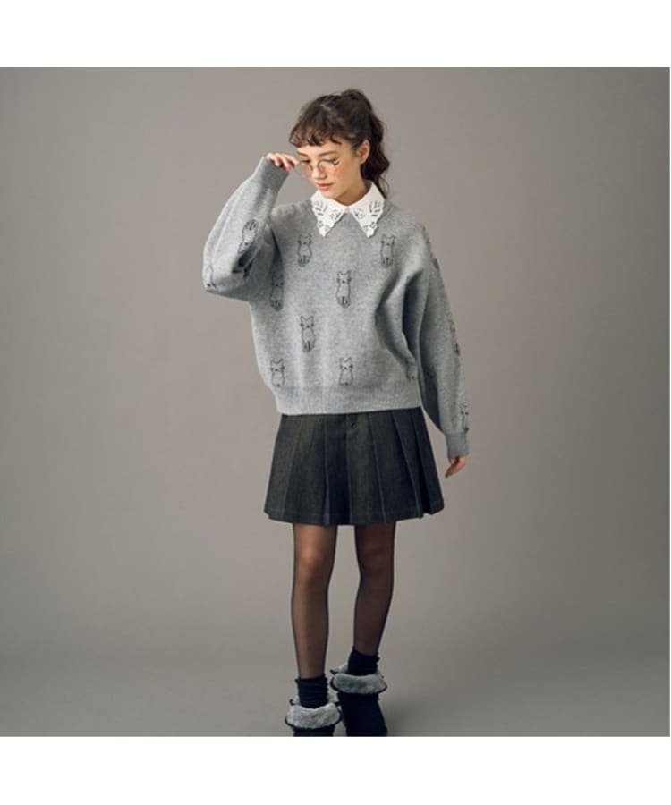 ポンポネット アミ(POM PONETTE AMI)の【AMI】猫総柄ジャカード衿付きニット26