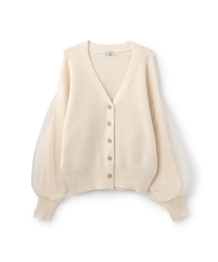 ポンポネット アミ(POM PONETTE AMI)の【AMI】オーバーチュールスリーブVネックカーディガン アイボリー(104)