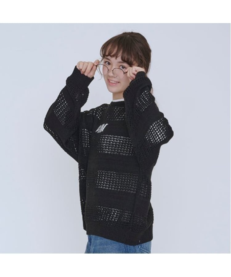 ポンポネット アミ(POM PONETTE AMI)の【AMI】メッシュシャドウボーダーニットプルオーバー2