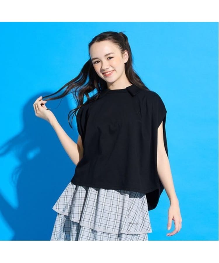 ポンポネット アミ(POM PONETTE AMI)の【AMI】【接触冷感】衿つきフレンチプルオーバー ブラック(219)
