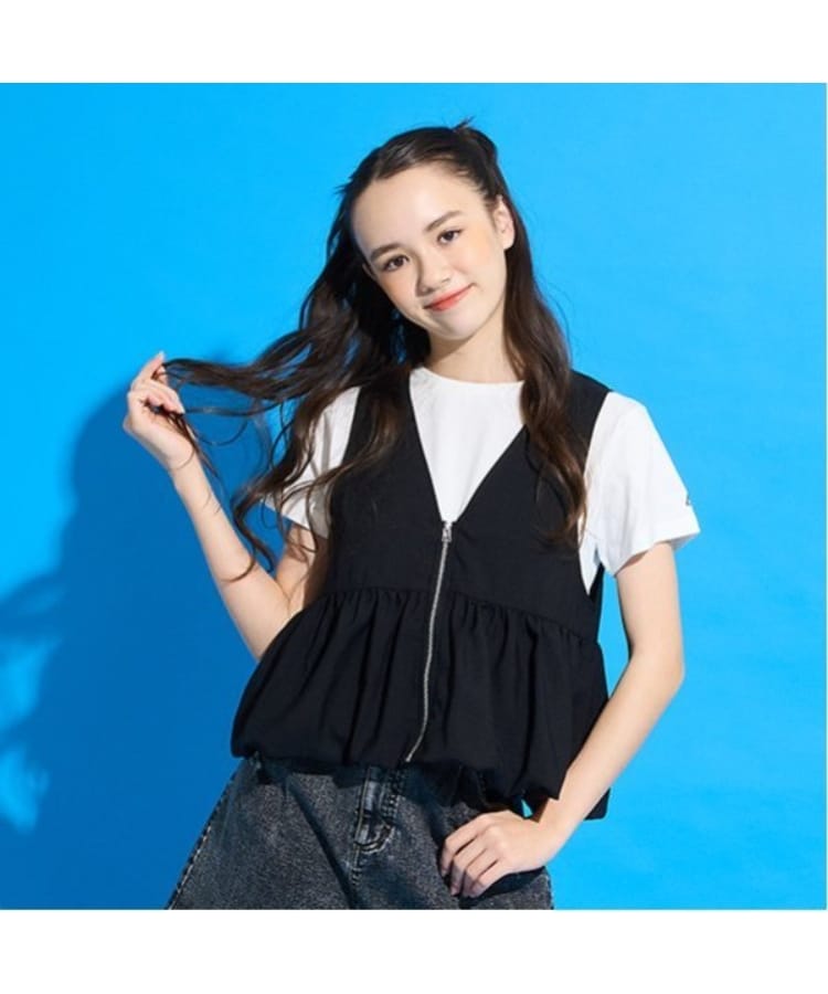 ポンポネット アミ(POM PONETTE AMI)の【AMI】バルーンベスト×Tシャツセット ブラック(219)