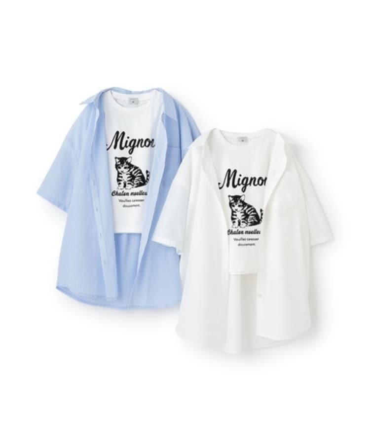 ポンポネット アミ(POM PONETTE AMI)の【大好評により新色追加】【AMI】5分袖ビッグシャツ×コンパクトTシャツ14