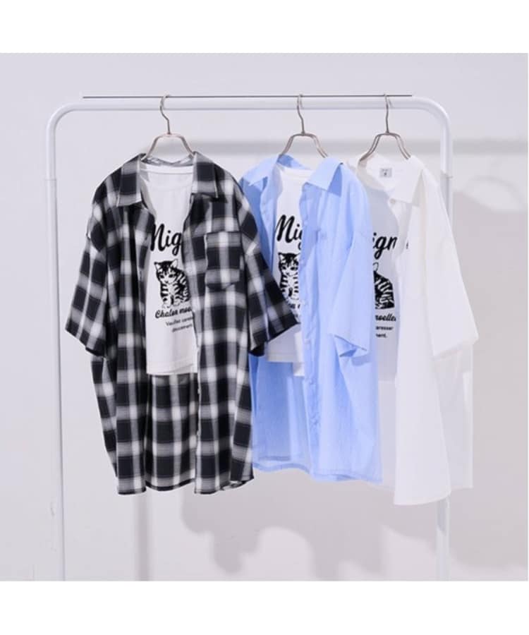 ポンポネット アミ(POM PONETTE AMI)の【大好評により新色追加】【AMI】5分袖ビッグシャツ×コンパクトTシャツ31