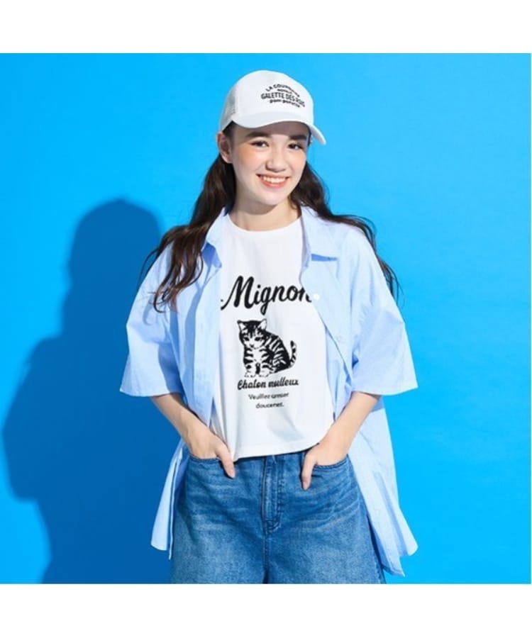 ポンポネット アミ(POM PONETTE AMI)の【大好評により新色追加】【AMI】5分袖ビッグシャツ×コンパクトTシャツ サックスブルー(090)
