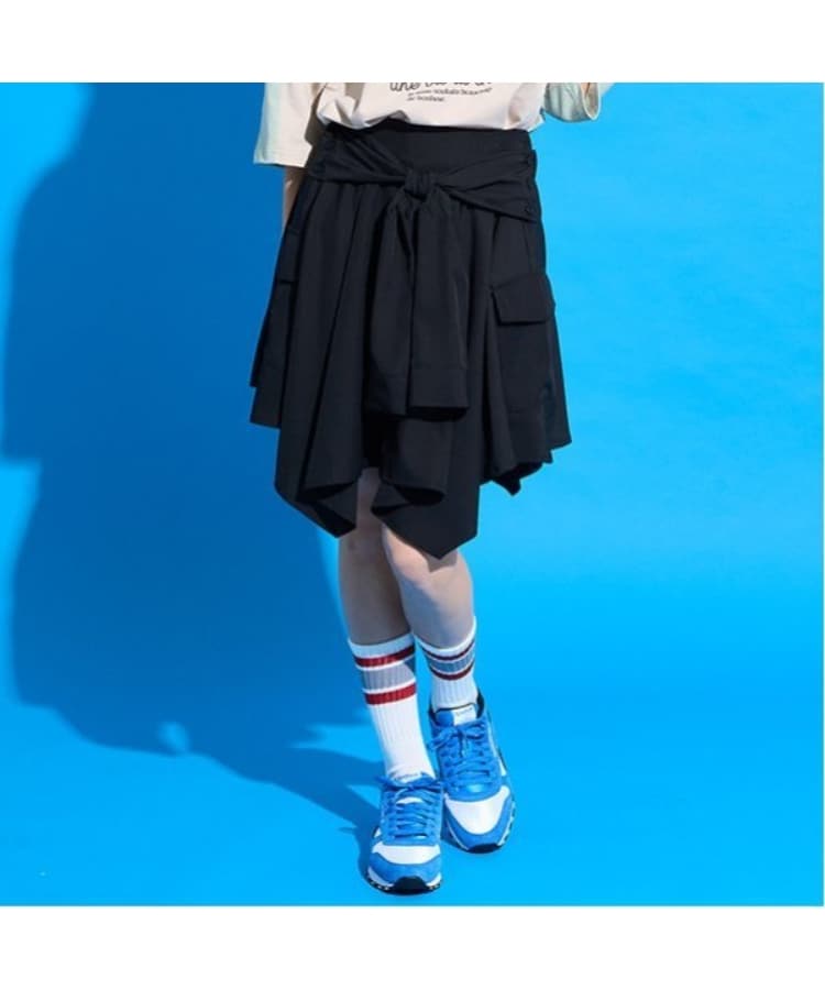 ポンポネット アミ(POM PONETTE AMI)の【AMI】腰巻シャツ風スカパン ブラック(219)