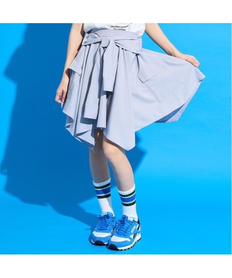 ポンポネット アミ(POM PONETTE AMI)の【AMI】腰巻シャツ風スカパン ライトグレー(111)