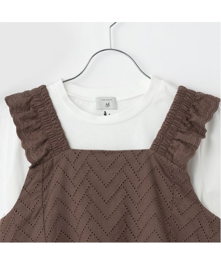 ポンポネット アミ(POM PONETTE AMI)の【Cuugal掲載】【AMI】カットワーク刺しゅうレースチュニック×インナーTシャツセット16