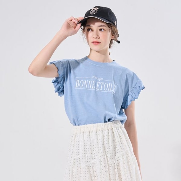 ポンポネット アミ(POM PONETTE AMI)の【AMI】袖フリルピグメントTシャツ Ｔシャツ