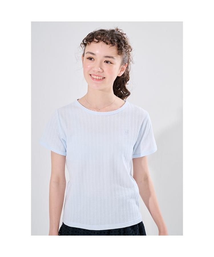ポンポネット アミ(POM PONETTE AMI)の【AMI】針抜スカラップTシャツ サックスブルー(090)