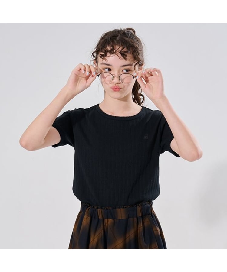 ポンポネット アミ(POM PONETTE AMI)の【AMI】針抜スカラップTシャツ ブラック(219)